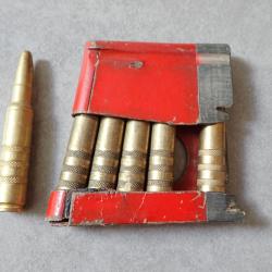 Lame chargeur + 6 cartouches en laiton pour fusil 1889, 96/11: ogive arrondie. GP90 de manipulation