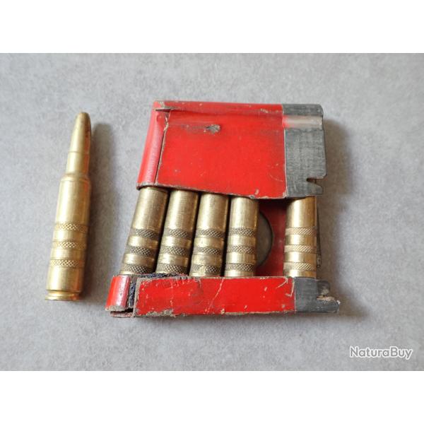 Lame chargeur + 6 cartouches en laiton pour fusil 1889, 96/11: ogive arrondie. GP90 de manipulation