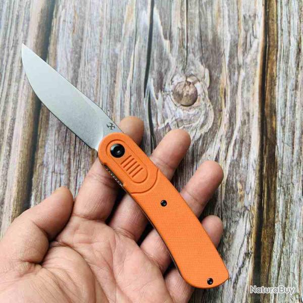 Couteau Pliant Kansept Reverie Lame Acier 154CM Manche G10 Orange Liner Lock KT2025A3