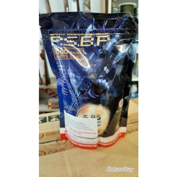 Billes airsoft 6mm G&G 0,20gr sachet 3000