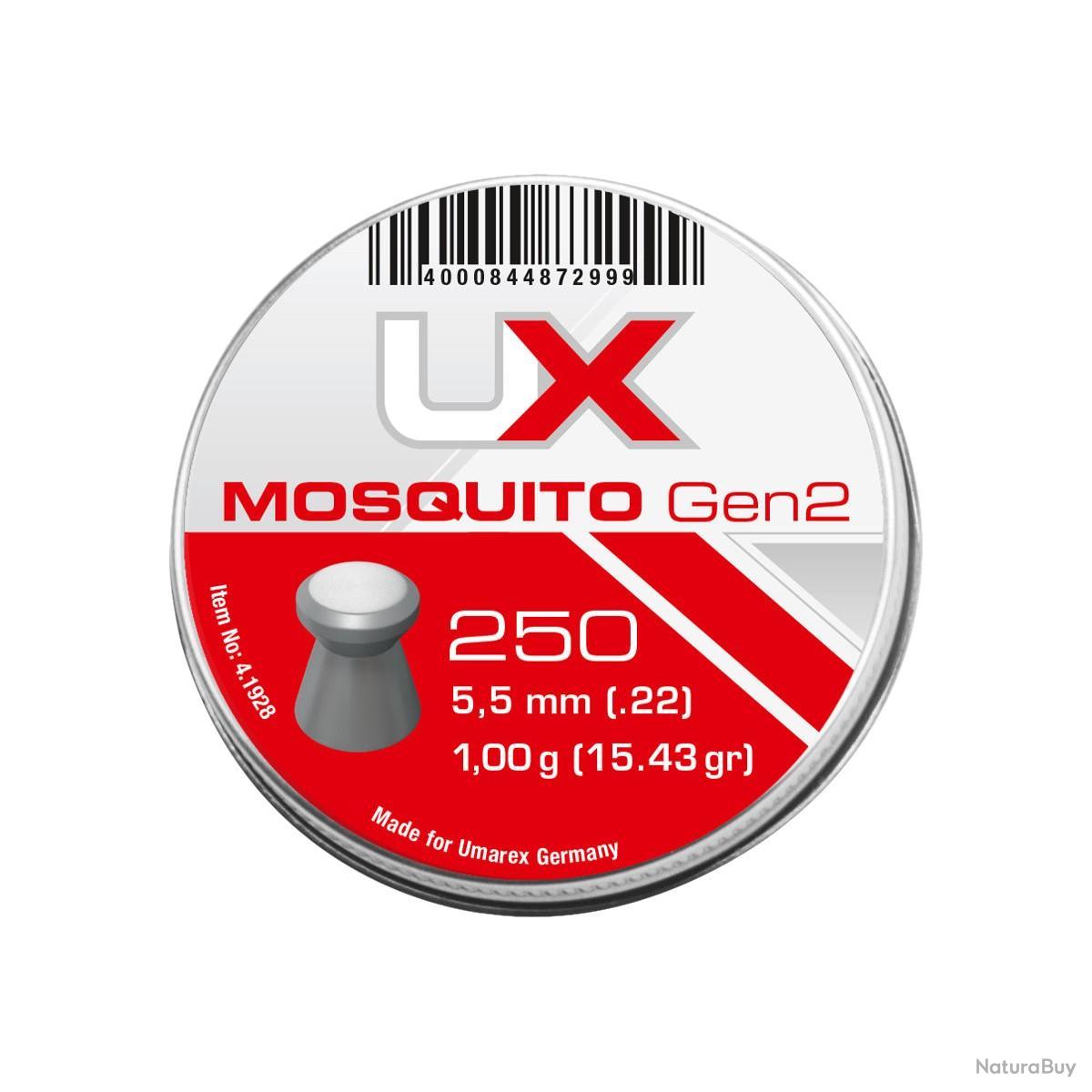 Lot 5 Boîtes De Plombs Umarex Mosquito – 5,5 Mm – 250 Plombs Plats Par Boîte – Calibre 4.5