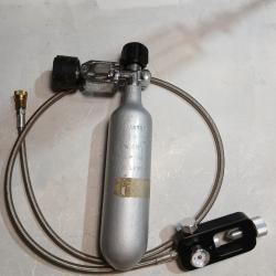 Bouteille de plongée portable de 0,4 L avec étrier DIN/INT BEUCHAT et flexible pour remplissage PCP