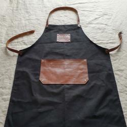 Tablier cuir & canvas noir Maison Tanör Paris - Unisexe - Élégance & résistance