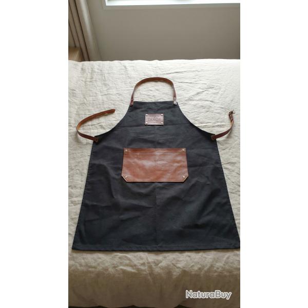 Tablier cuir & canvas noir Maison Tanr Paris - Unisexe - lgance & rsistance