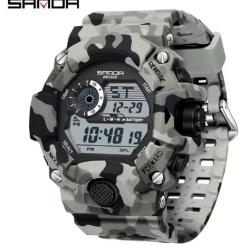 Montre Électronique Étanche Camouflage Militaire SANDA Sport Plein Air Affichage Numérique Bracelet