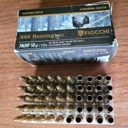 29 CARTOUCHES FIOCCHI FM JHP. Pointes creuses.Cal. 222 Rem