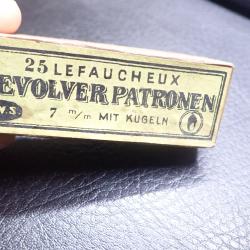 Boite fermée de 25 cartouches LEFAUCHEUX 7 mm à broche
