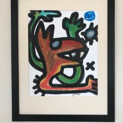 Renard.Jean-Luc JUHEL (1953).Technique mixte,2023,signée et encadrée.