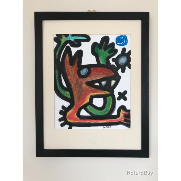 Renard.Jean-Luc JUHEL (1953).Technique mixte,2023,signe et encadre.