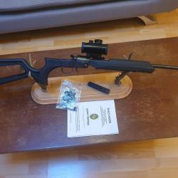 carabine pliante 22lr Black Widow de Pedersoli avec point rouge et mod&eacute;rateur