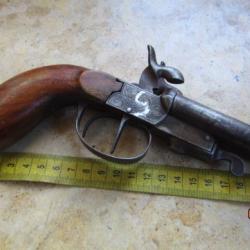 pistolet coup de poing voyage à balle forcée double 12mm  un chien ne tient pas  bois noyer