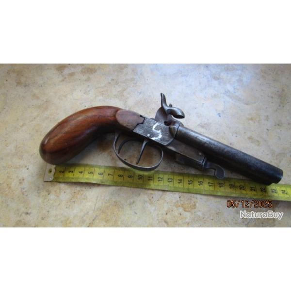 pistolet coup de poing voyage  balle force double 12mm  un chien ne tient pas  bois noyer
