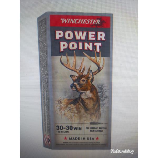 20 munitions winchester Power point calibre 30-30 170gr