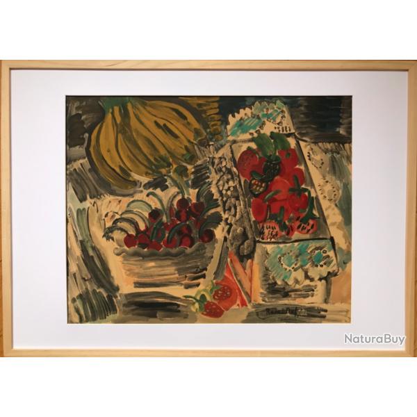 Nature morte aux fruits.Raoul DUFY 1877-1953 (d'aprs).Lithographie signe et encadre.