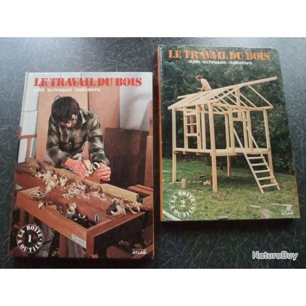 Lot de 2 livres sur le travail du bois Editions Atlas 1980