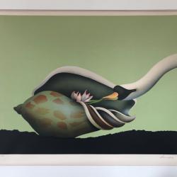 Le cygne et l'orchidée.Jean-Paul DONADINI (né en 1951).Lithographie originale signée