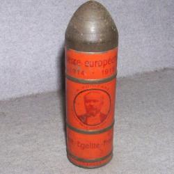 WW1 14-18 : boîte de bonbons, boîte-obus factice, confiserie Klameth Berne Suisse