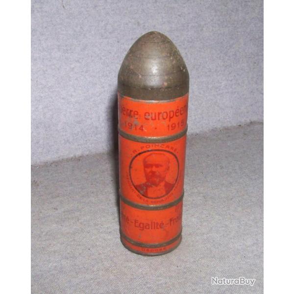 WW1 14-18 : bote de bonbons, bote-obus factice, confiserie Klameth Berne Suisse