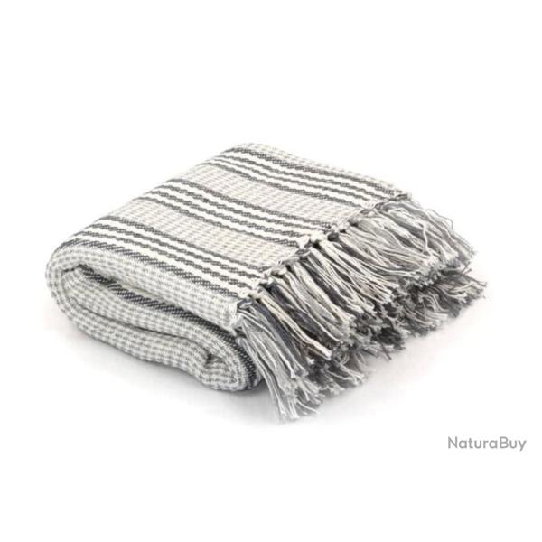 Couverture coton 160x210 cm gris blanc douce dcorative