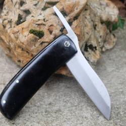 Couteau Piémontais Manche Résine Black Lame Acier Carbone 1055 Sheepfoot Fabrication Artisanale