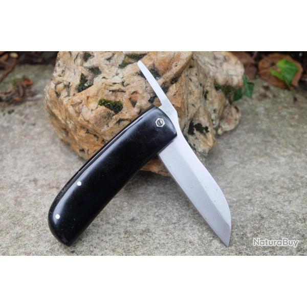 Couteau Pimontais Manche Rsine Black Lame Acier Carbone 1055 Sheepfoot Fabrication Artisanale