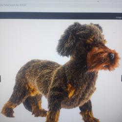 Peluche teckel a poil dur debout 43cm