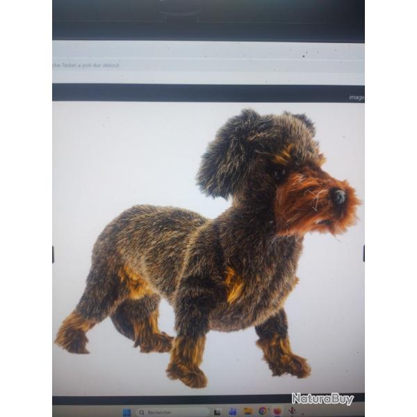 Peluche teckel a poil dur debout 43cm