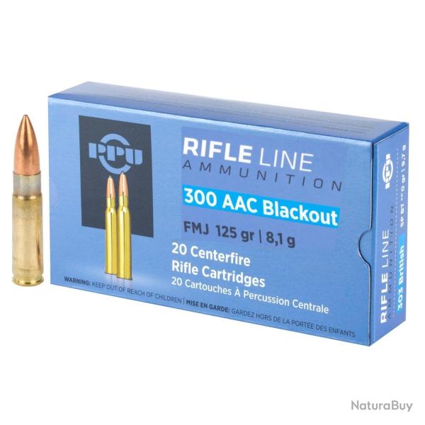 Cartouches PPU 300 AAC Blackout FMJ 125grs - Boite de 20 cartouches
