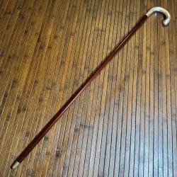 BELLE CANNE DE LUXE POMMEAU TOUT EN ARGENT FUT EN BOIS EXOTIQUE