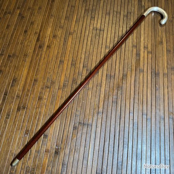 BELLE CANNE DE LUXE POMMEAU TOUT EN ARGENT FUT EN BOIS EXOTIQUE