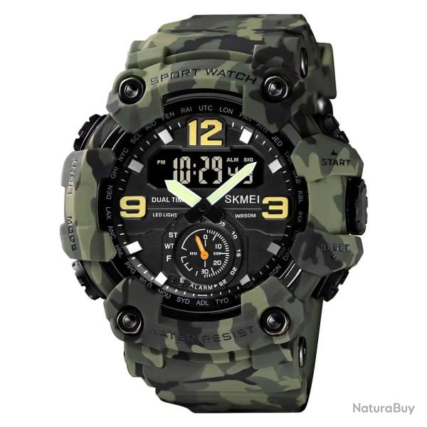 Montre Numrique Militaire Homme Camouflage tanche Antichoc Sport Quartz LED Chronographe