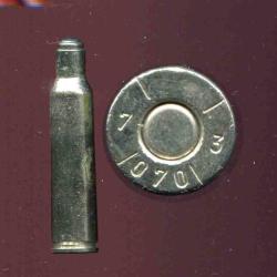 6.5 x 55 Mauser - cartouche de tir r&eacute;duit - petite balle et &eacute;tui nickel&eacute;s - marquage : /7/3/070.