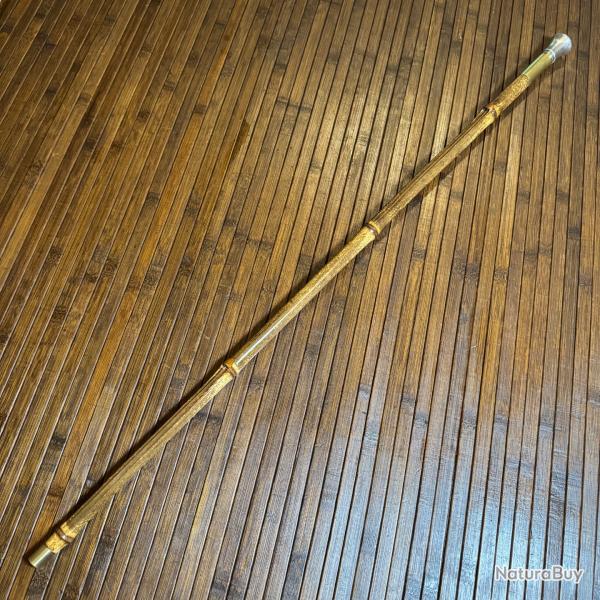 BELLE CANNE POIGNARD DISSIMUL DE LUXE POMMEAU TOUT EN ARGENT POINONS FUT EN BOIS BAMBOU MOUCHET