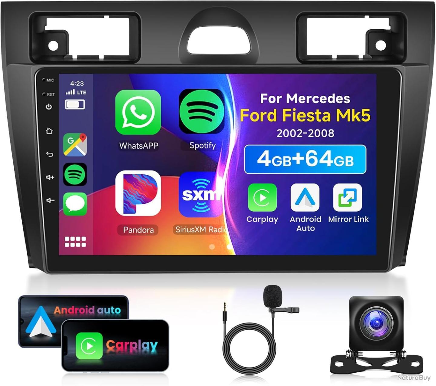 4G 64G sans Fil Carplay Android Autoradio 2 Din pour Ford Fiesta MK VI 5 Mk5 2002-2008 9 Pouces Autoradio avec Android Auto GPS Navi WiFi Mirror Link Bluetooth FM/RDS/DAB/DVR/32 EQ/SWC Caméra de Recul 4G 64G sans Fil Carplay Android Autoradio 2 Din pour Ford Fiesta MK VI 5 Mk5 2002-2008 9 Pouces Autoradio avec Android Auto GPS Navi WiFi Mirror Link Bluetooth FM/RDS/DAB/DVR/32 EQ/SWC Caméra de Recul