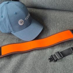 bretelle carabine neoprene orange + casquette