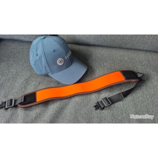 bretelle carabine neoprene orange + casquette