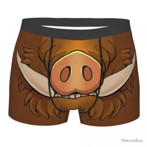 Boxer Homme Dr�le Th�me Chasse - Sous-v�tement Confortable Motif Sanglier / Cochon Sauvage - Cale�on