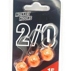 Monkey lures Tête plombée Monkey hook T2/0 orange par 3 T2/0 -15gr