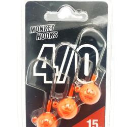 Monkey lures Tête plombée Monkey hook T4/0 orange par 3 T4/0 - 5.0gr