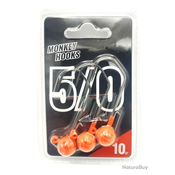 Monkey lures T�te plomb�e Monkey hook T5/0 orange par 3 T5/0 - 7.0gr