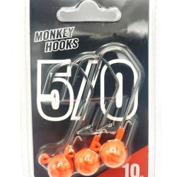 Monkey lures Tête plombée Monkey hook T5/0 orange par 3 T5/0 - 10gr