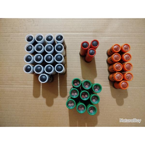 Cartouches Entra�nement, Loisirs et D�fense Calibre 12 et 16 Caoutchouc Balles et Chevrotine