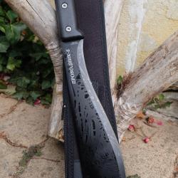 Machette Couteau Parang Lame Acier 3Cr13 Manche ABS Gris Etui Nylon Tactical Survivalisme Spetsnaz