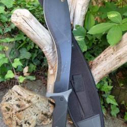 Machette Couteau GROS Kukkri Parang Lame Acier 3Cr13 Manche ABS Etui Nylon Tactical 001