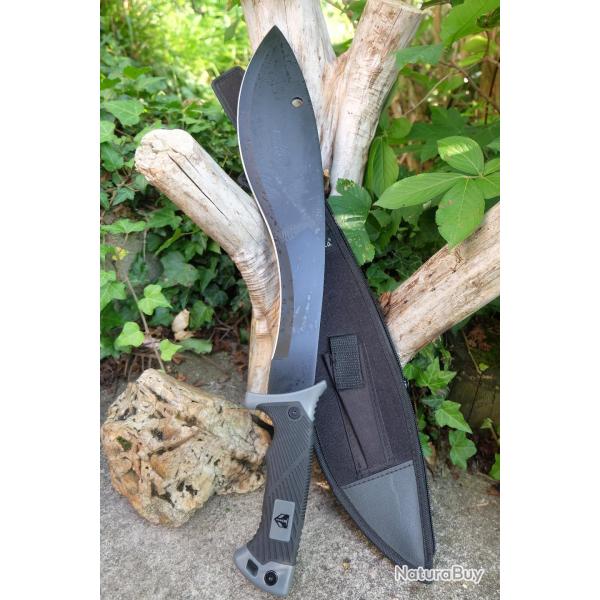 Machette Couteau GROS Kukkri Parang Lame Acier 3Cr13 Manche ABS Etui Nylon Tactical 001