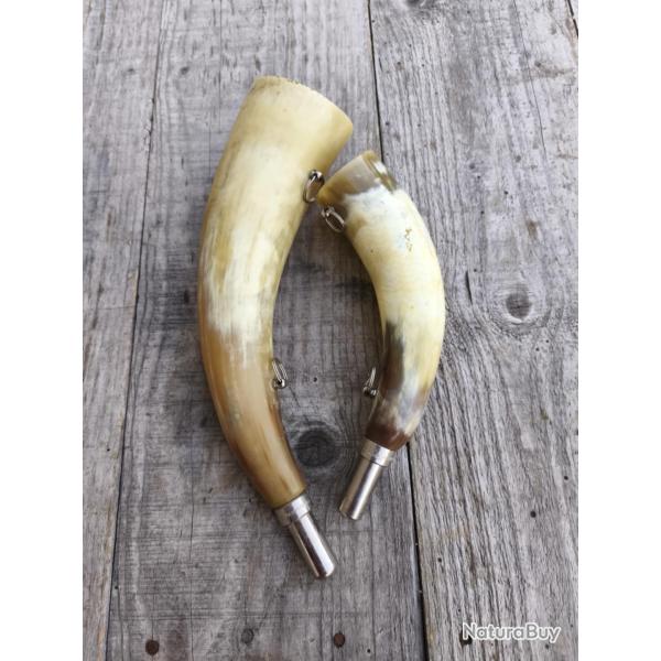 Corne de chasse 20 cm + 33cm en corne naturelle Elless