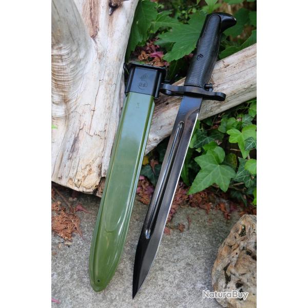 Rplique de la Baonnette GARAND M1 Lame Acier Carbone Manche Abs Systme Fixation Etui Mtal 001