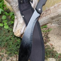 Machette Couteau Kukkri Parang Lame Acier 3Cr13 Manche ABS Gris Etui Nylon Tactical Survivalisme 00