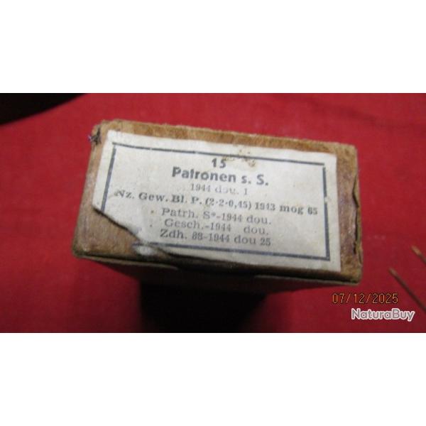 1 boite pleine mauser 98k seconde guerre ww2 stock identique perc�es p�rcut�es neutralis�e