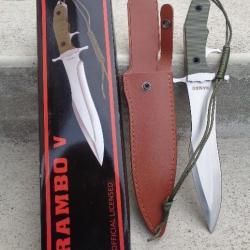 Couteau Rambo 5 Last Blood Lame Acier Inox Manche Polymère Etui Cuir NON NUMEROTé Rambo V 000